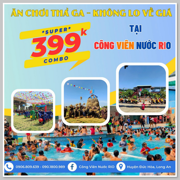 Combo ưu đãi tại công viên nước Rio