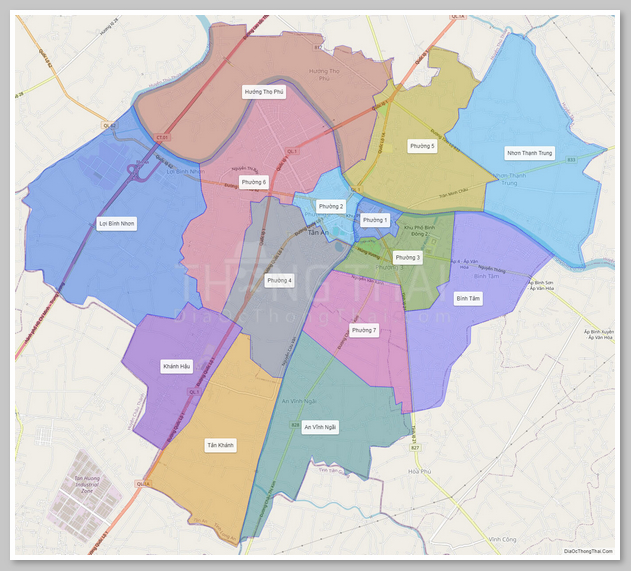 Bản đồ hành chính thành phố Tân An